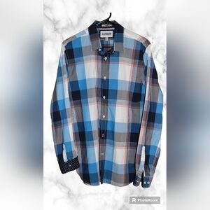 Express Plaid Shirt with Polka-dots Cuff